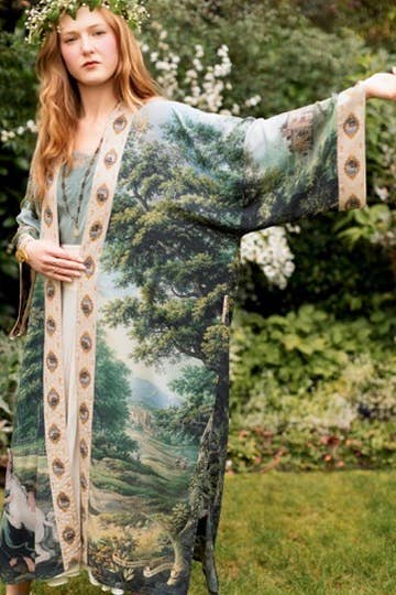 The Mythmaker Opera Duster w/ pastoral landscape & unicorn