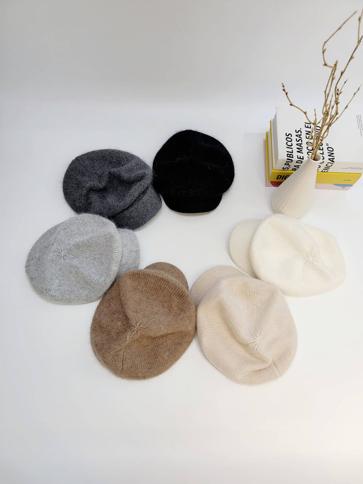 Angora Wool Newsboy Beret with brim