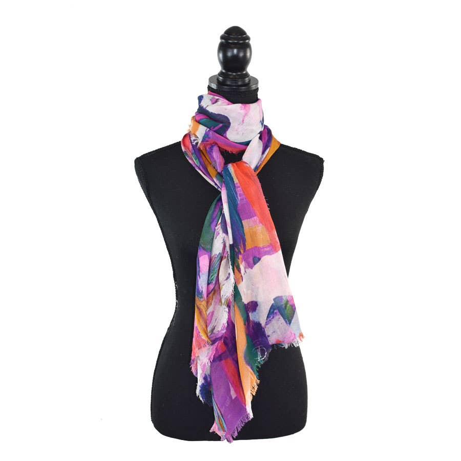 Nash Painterly Abstract Cotton Scarf