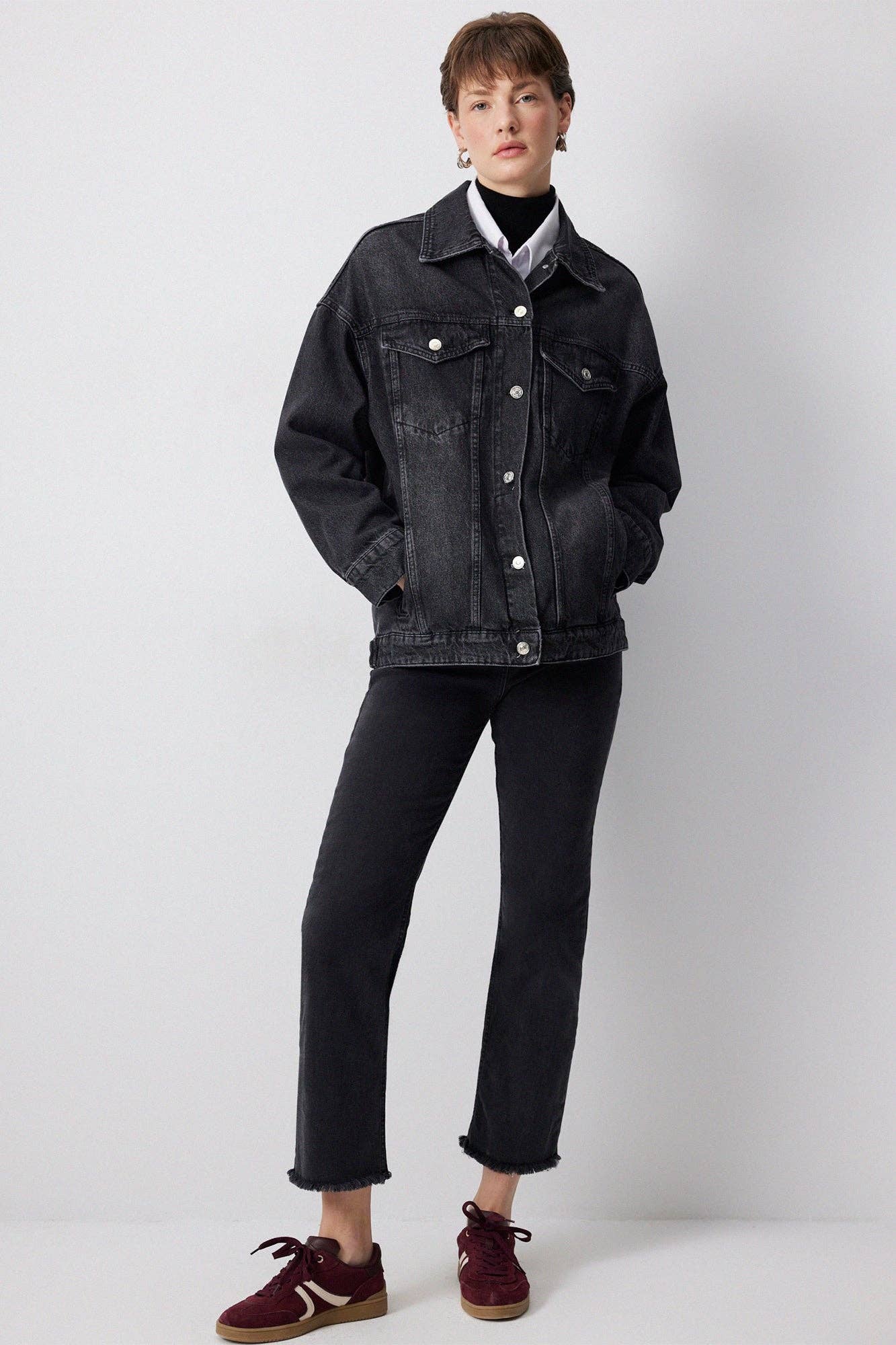 Classic Oversized Denim Jacket with Buttoned Pocket – Adlib Clothing