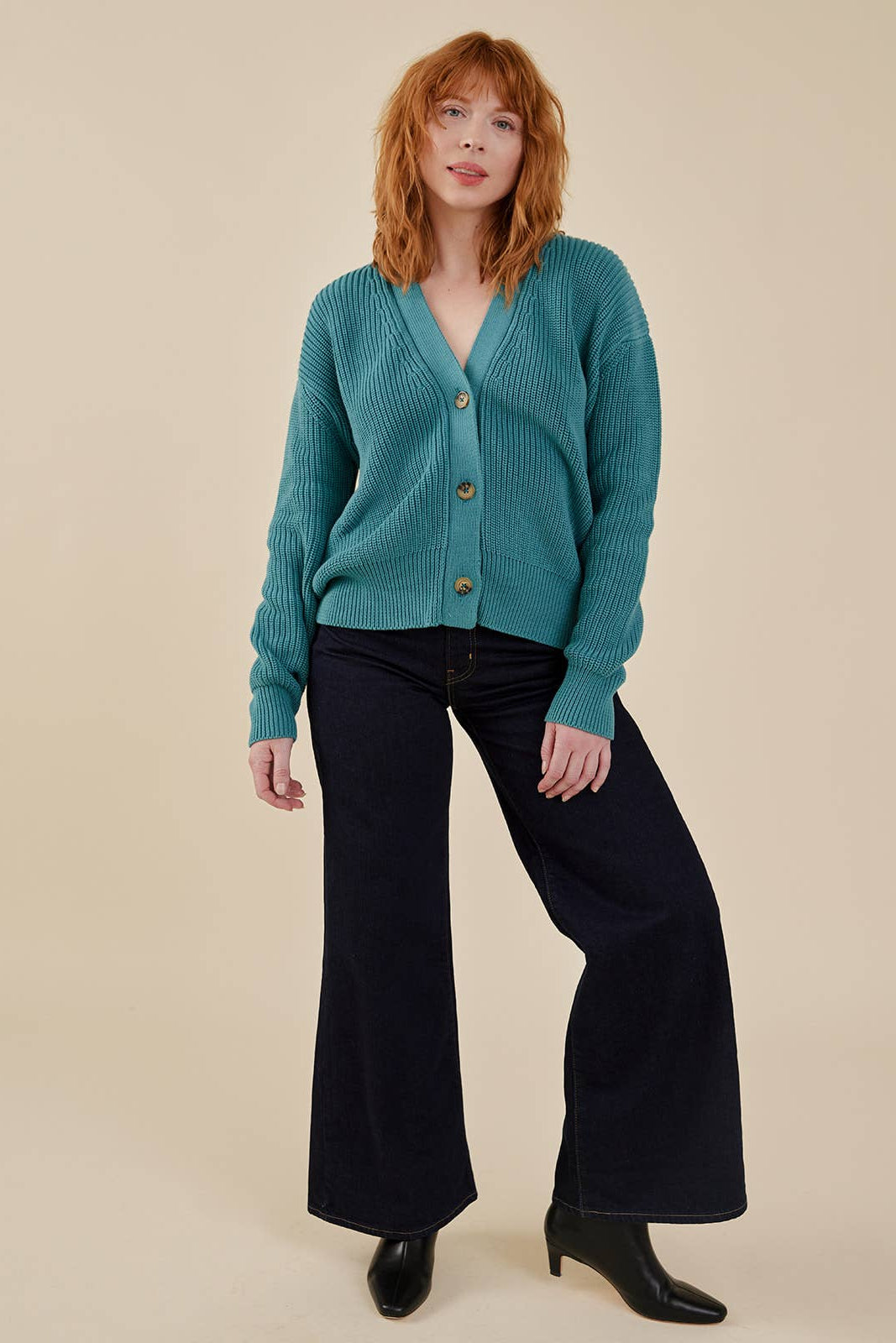Fisherman Cardigan Teal