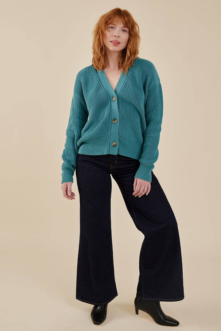 Fisherman Cardigan Teal