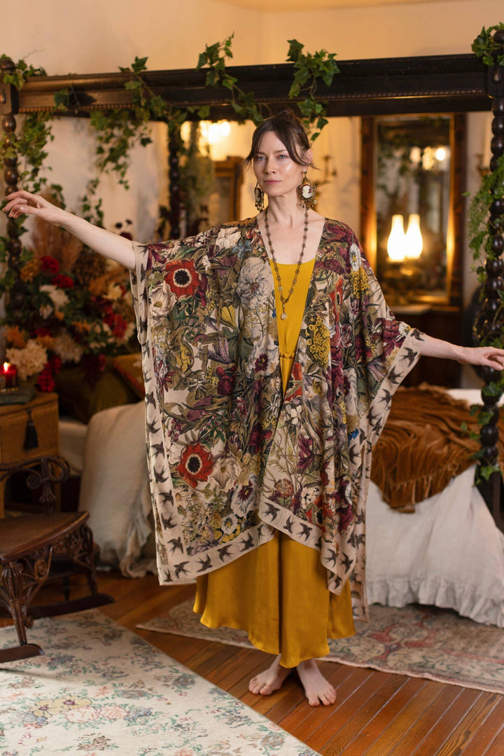 Golden Hour Goddess Duster Kimono w/ Floral Print