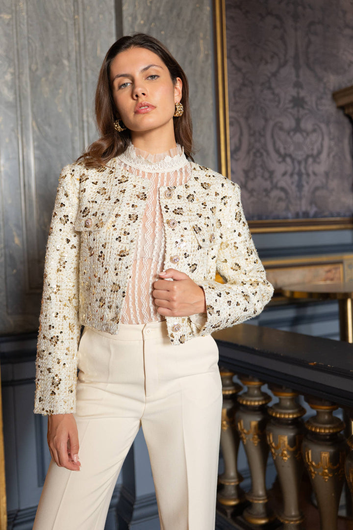 Jenny Short Sequin Tweed Jacket