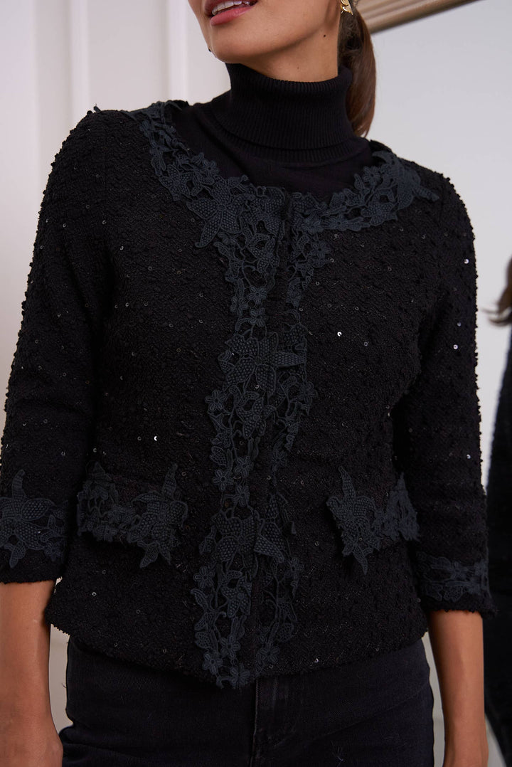 Short Jacket in Tweed and Lace