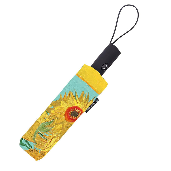 Van Gogh Sunflowers Travel Umbrella – Compact, One-Touch Open & Close