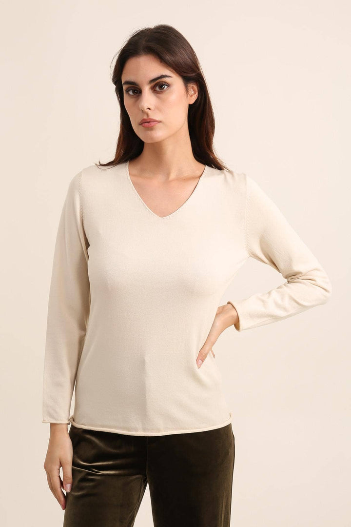 Tencel Lurex V-Neck Shimmer Sweater