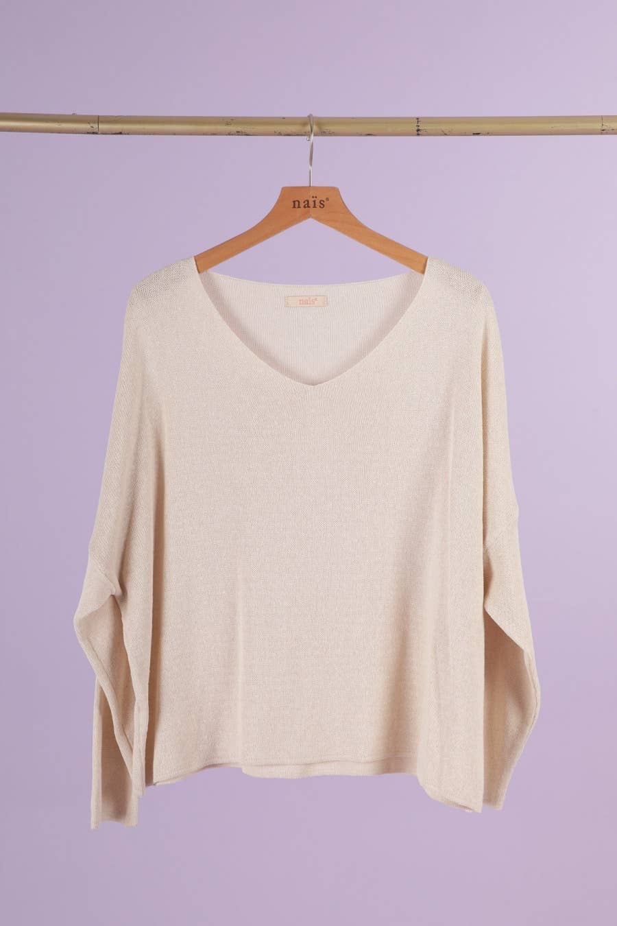 Short V-Neck Cotton Sweater