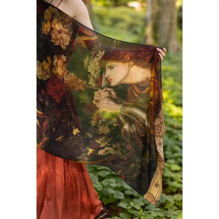 The Messenger Scarf with Joan of Arc, Florals & Fox