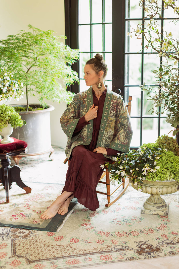 Love Grows Wild Fleece Cottage Cardigan Kimono Jacket
