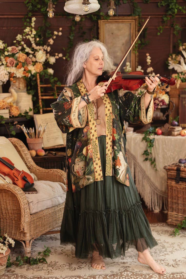 Labour of Love Matineé (mid) Duster w/ florals & violin