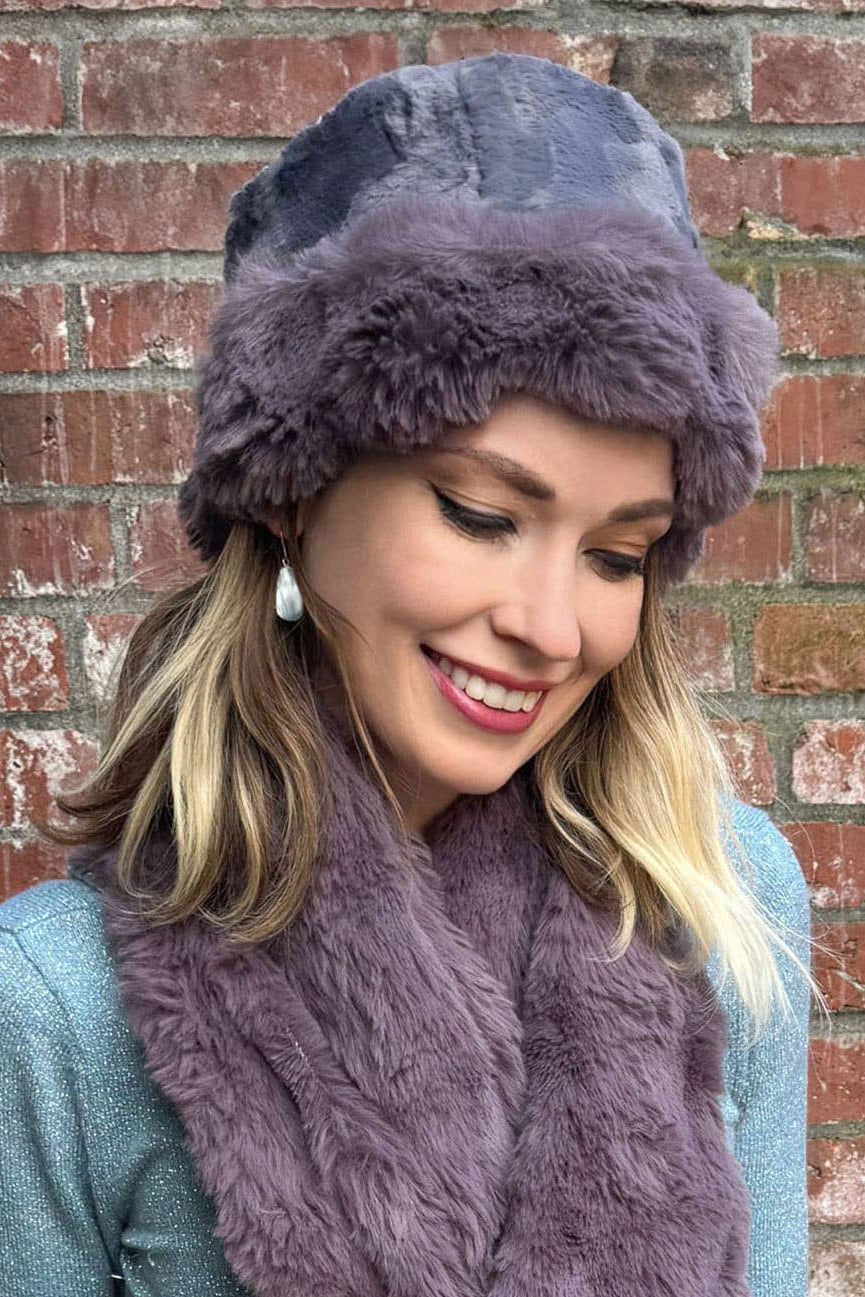 Cuffed Pillbox Hat in Enchanted Dreams Faux Furs