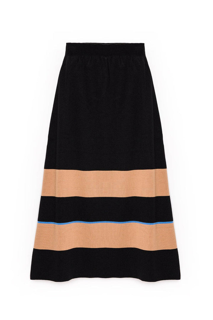 Striped Knitwear Skirt With Elastic Waist