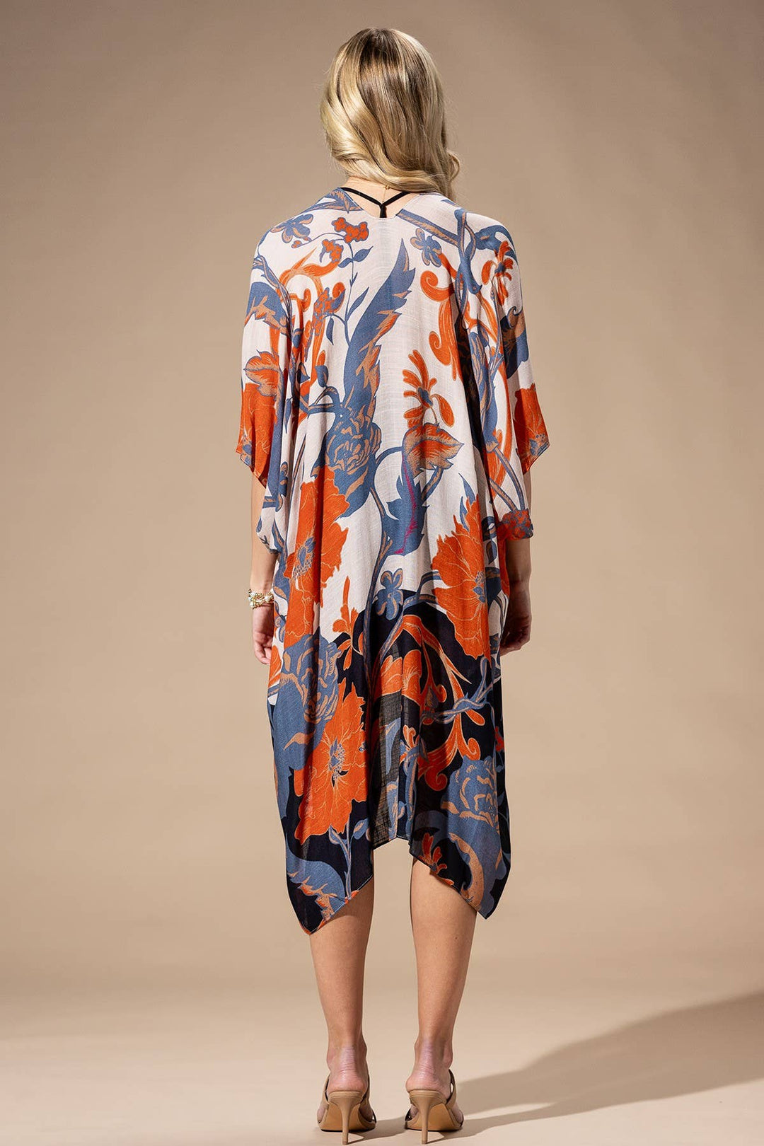 Orange Blue Multi Kimono