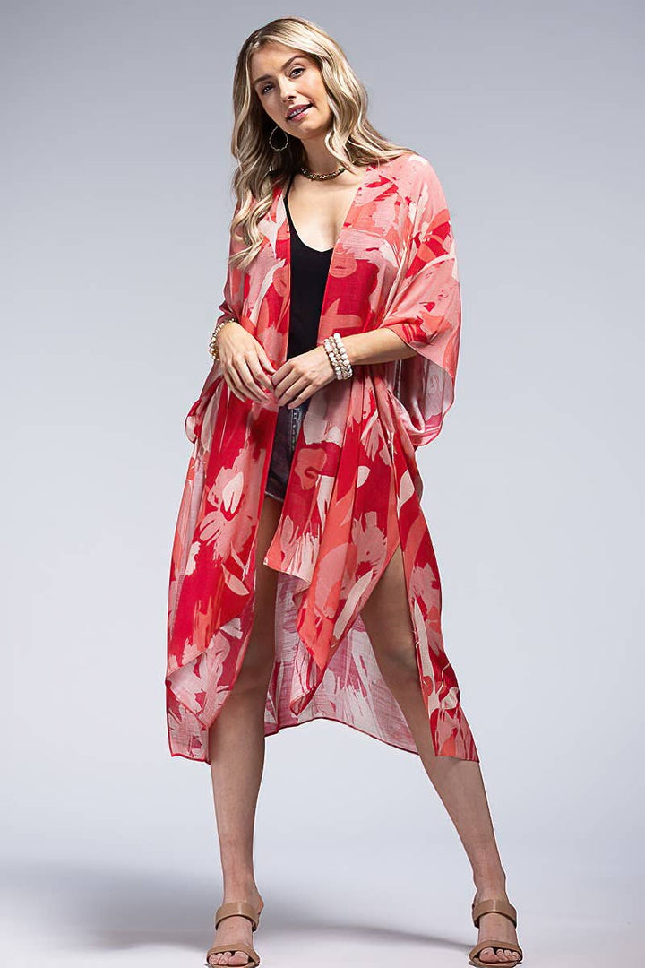 Flower Print Kimono