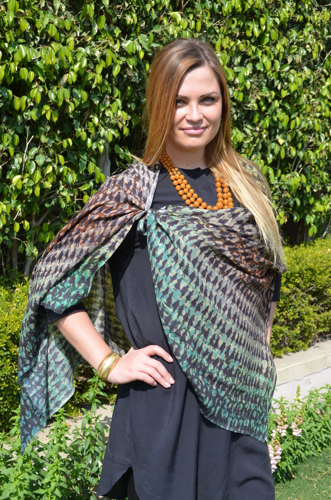 Fashionista Lightweight Pure Silk/Wool Shawl in Fall Colors