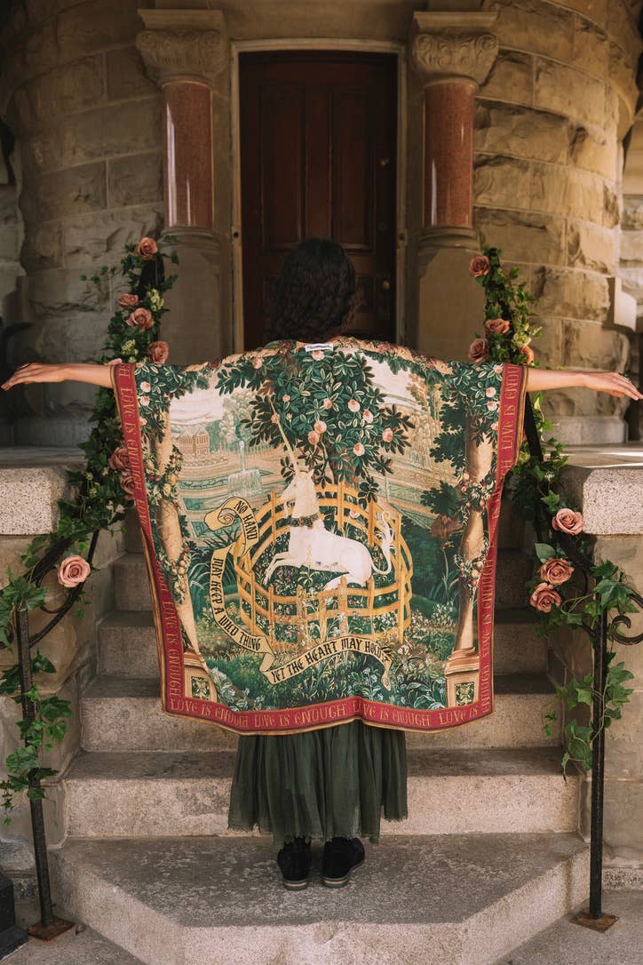 Wildheart Goddess Duster Kimono w/ Florals, Unicorn & Castle