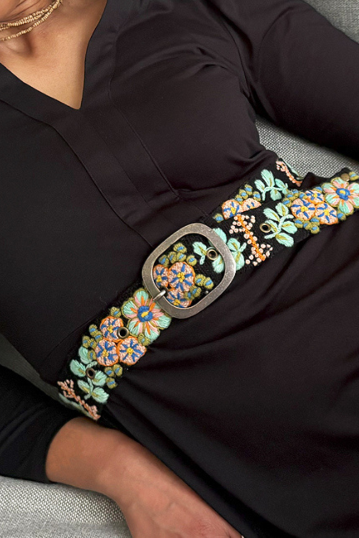 Southwest Walkabout Embroidered Wool Belt