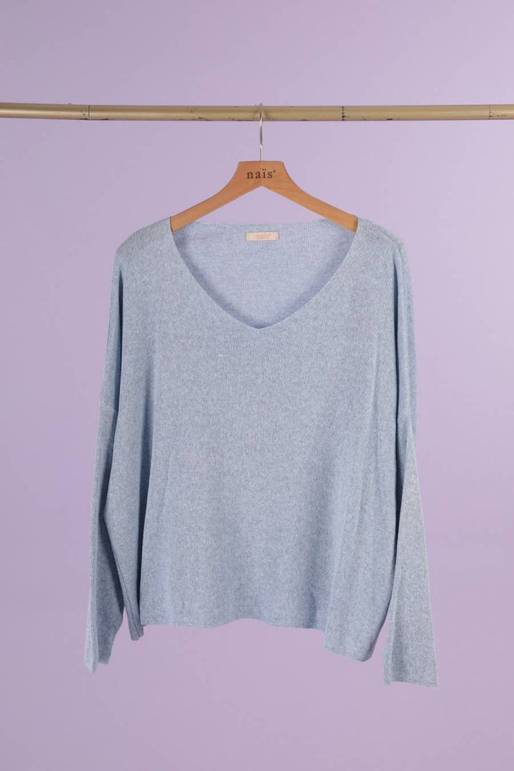 Short V-Neck Cotton Sweater