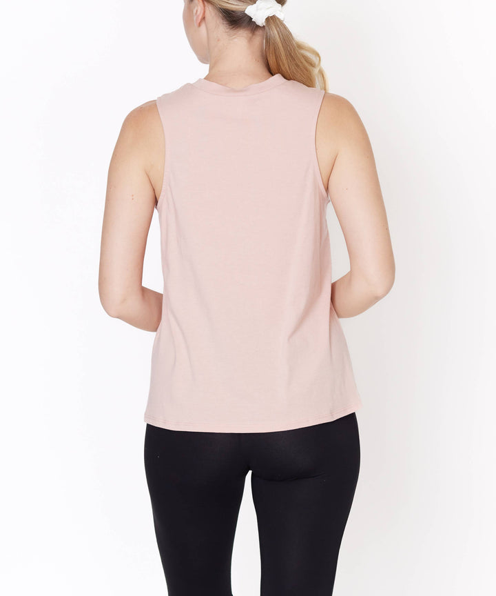 V-Cut Edge Sleeveless Cotton Jersey Top