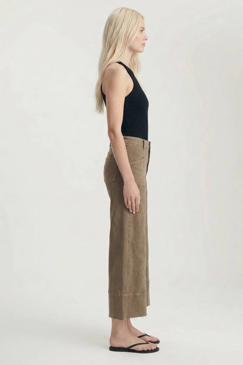 Tummy Control High Rise Slim Crop Palazzo Jeans