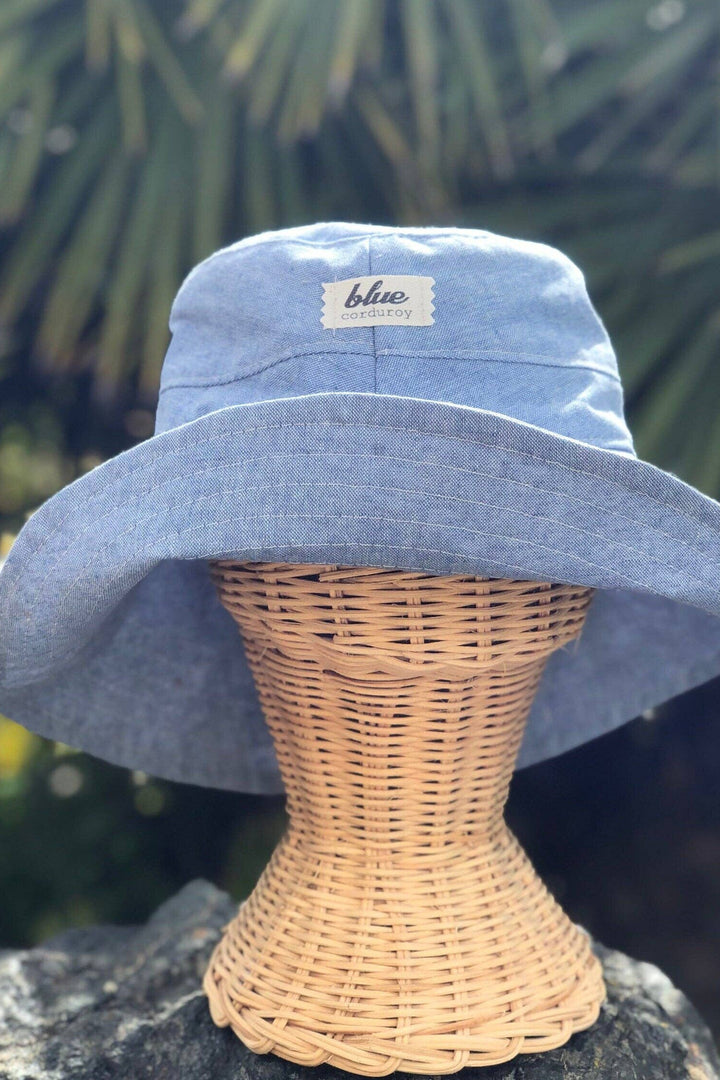 Linen Wide Brim Sun Hat - Sky Blue