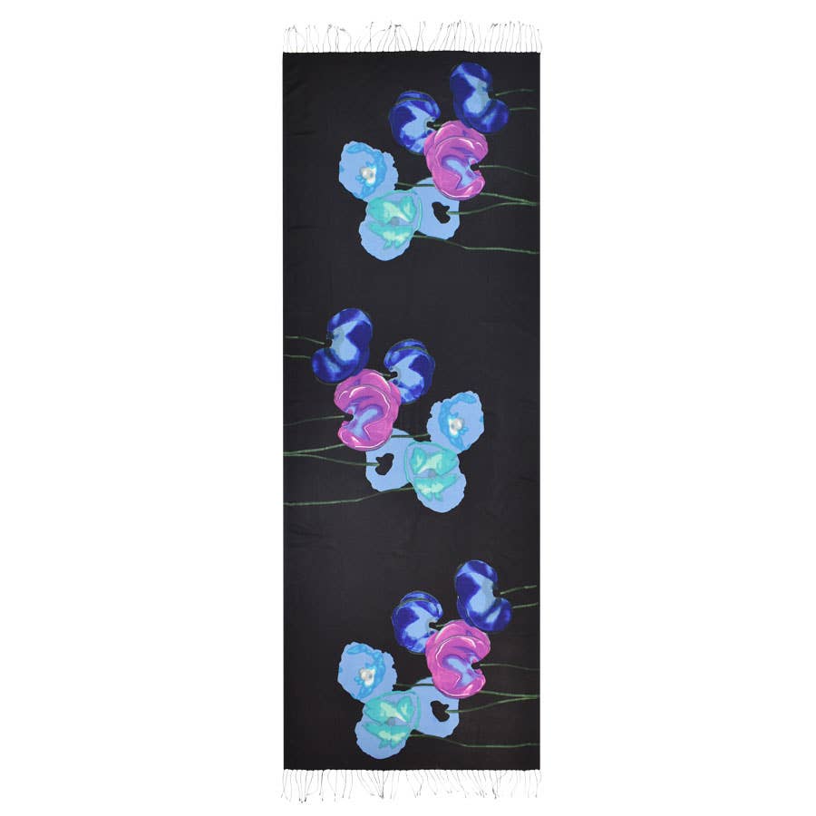 Apricity Poppy Floral Silk Shawl Scarf