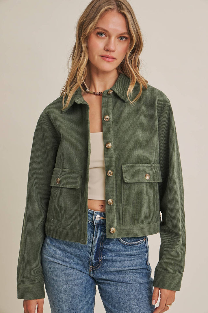 The Weekend Escape Cotton Corduroy Cropped Jacket