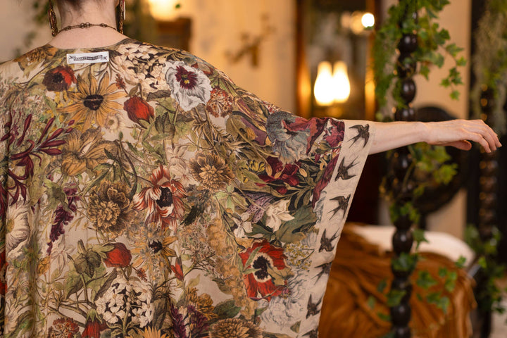 Golden Hour Goddess Duster Kimono w/ Floral Print