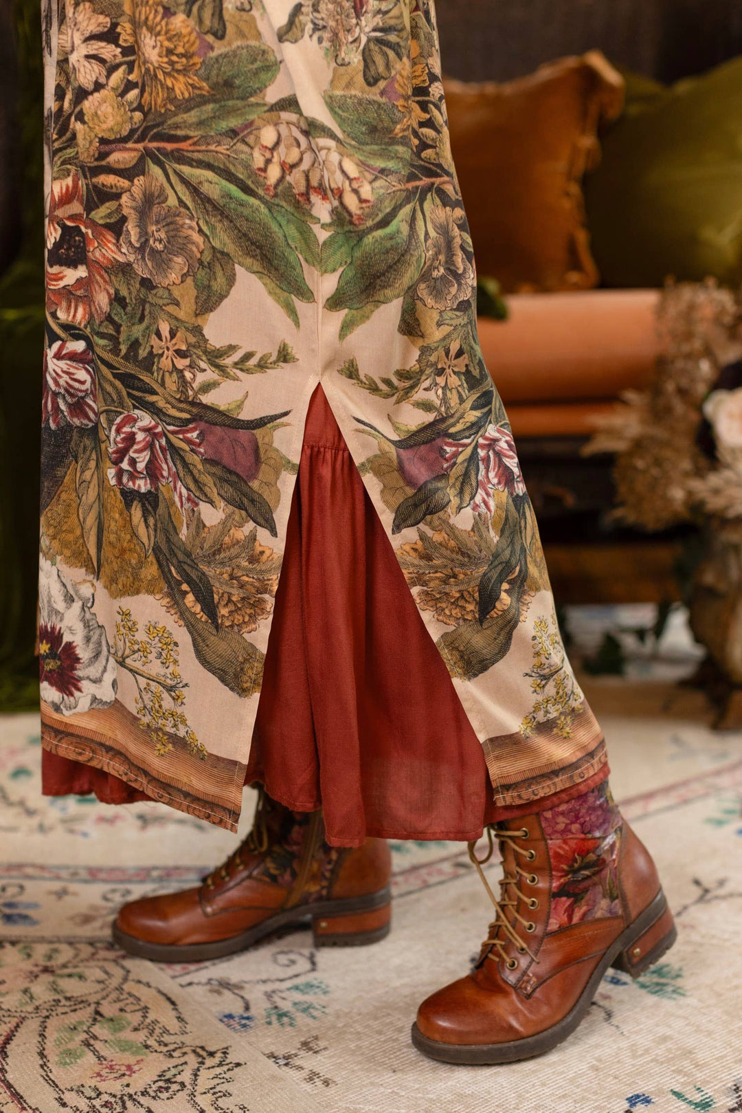 Golden Hour Opera Duster Kimono Robe w/ floral print