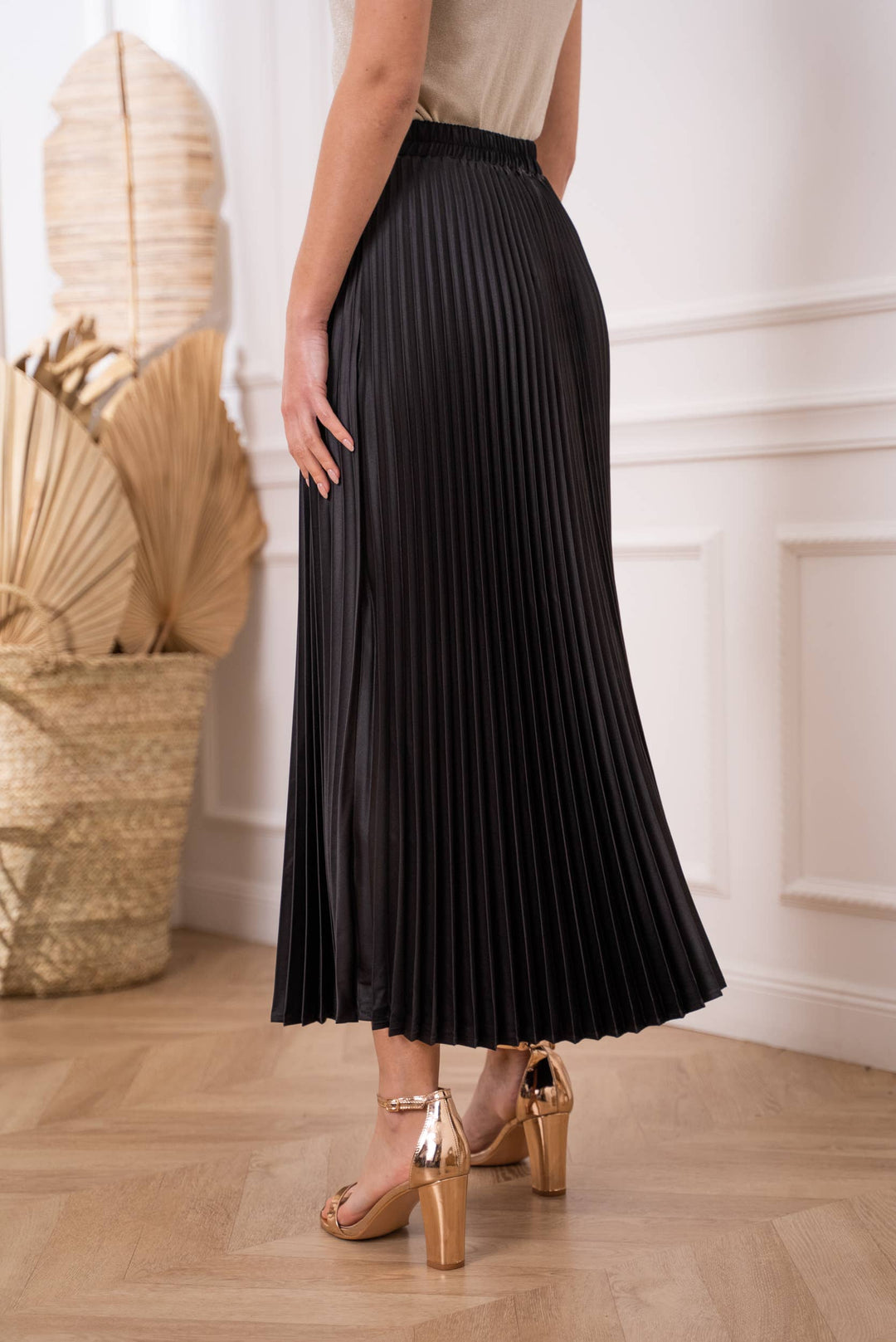 Plain Satin Pleated Skirt