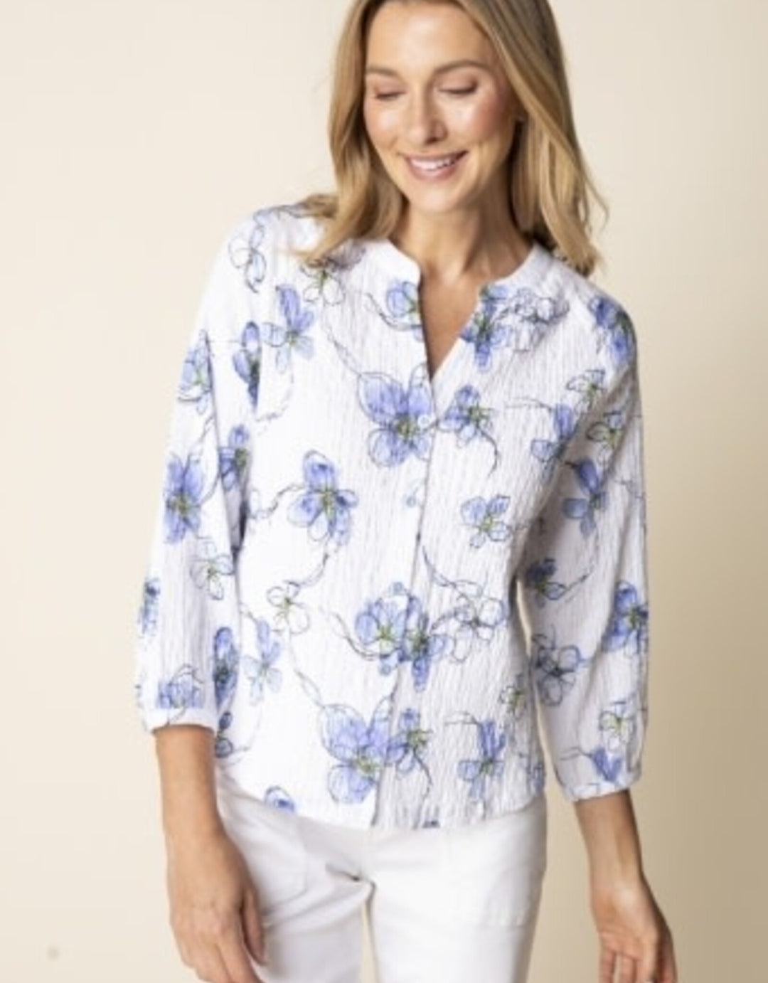 Crinkle Cotton Wildflowers Romance Shirt