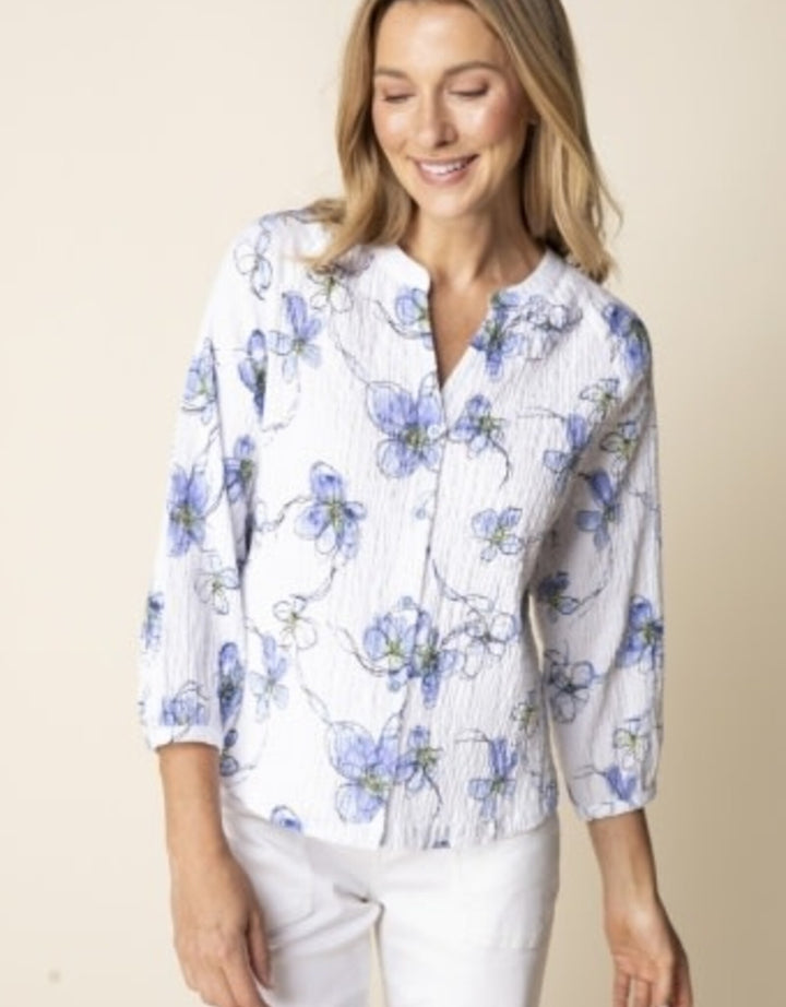 Crinkle Cotton Wildflowers Romance Shirt