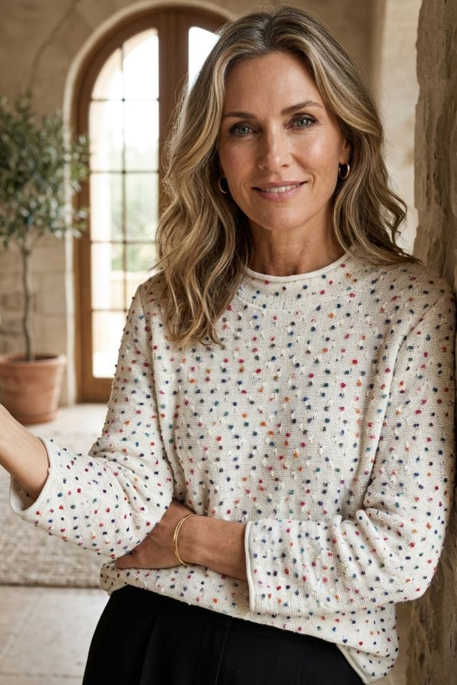 Confetti Dot Fleck Funnel Neck Sweater