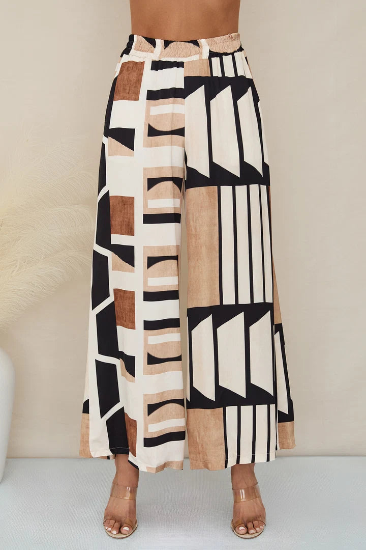 Geometric Multi Color Print Pant with Pockets
