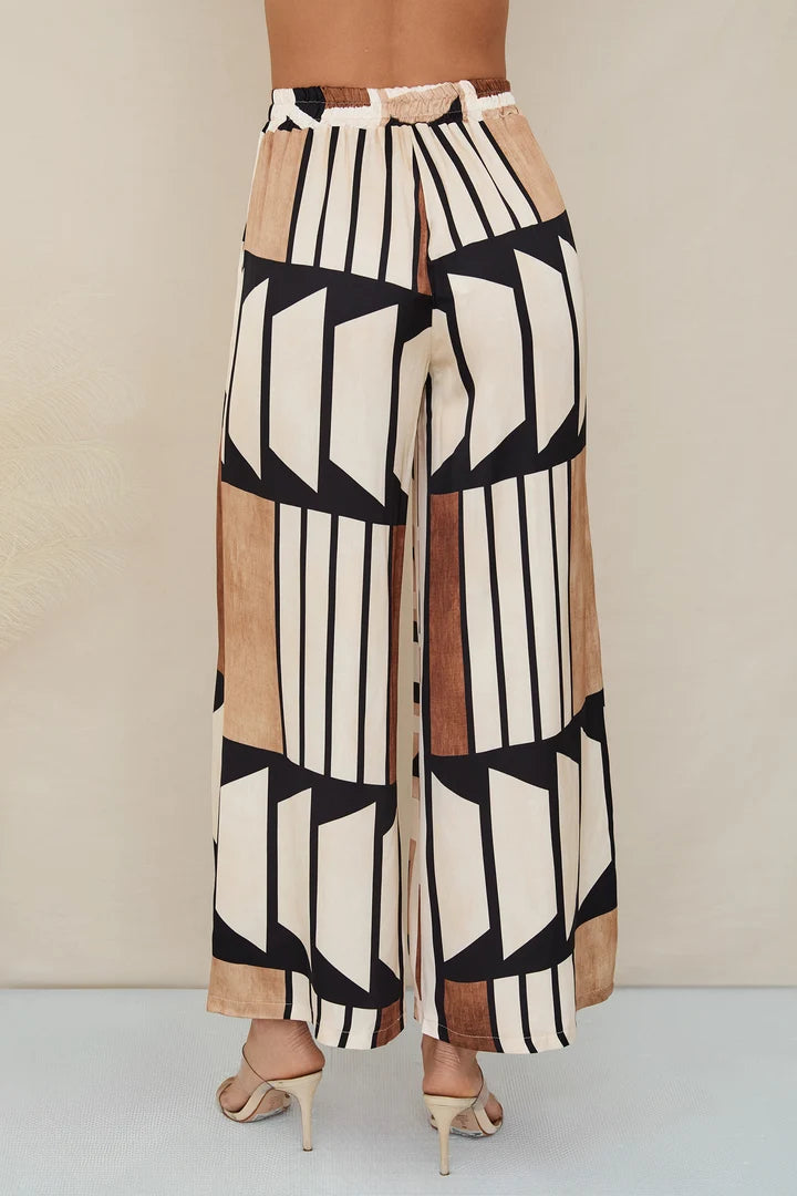 Geometric Multi Color Print Pant with Pockets