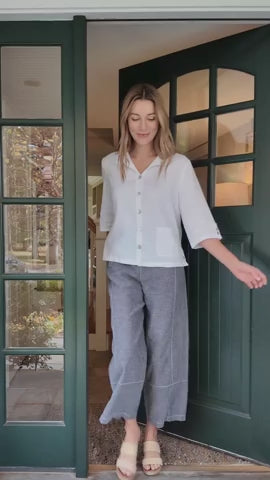 Linen Solid Seamed Crop Pant