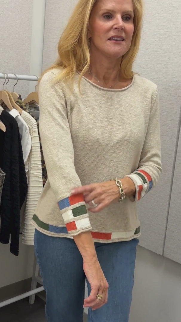 Autumn Cotton Mosaic Pullover