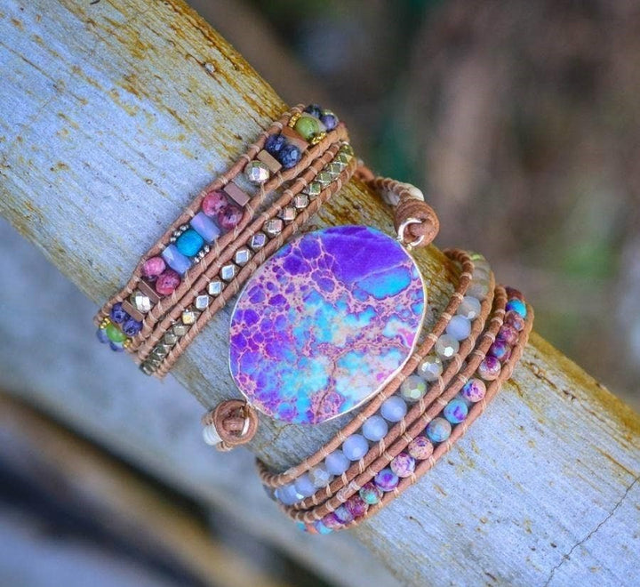 Handmade Purple & Turquoise Jasper Wrap Bracelet