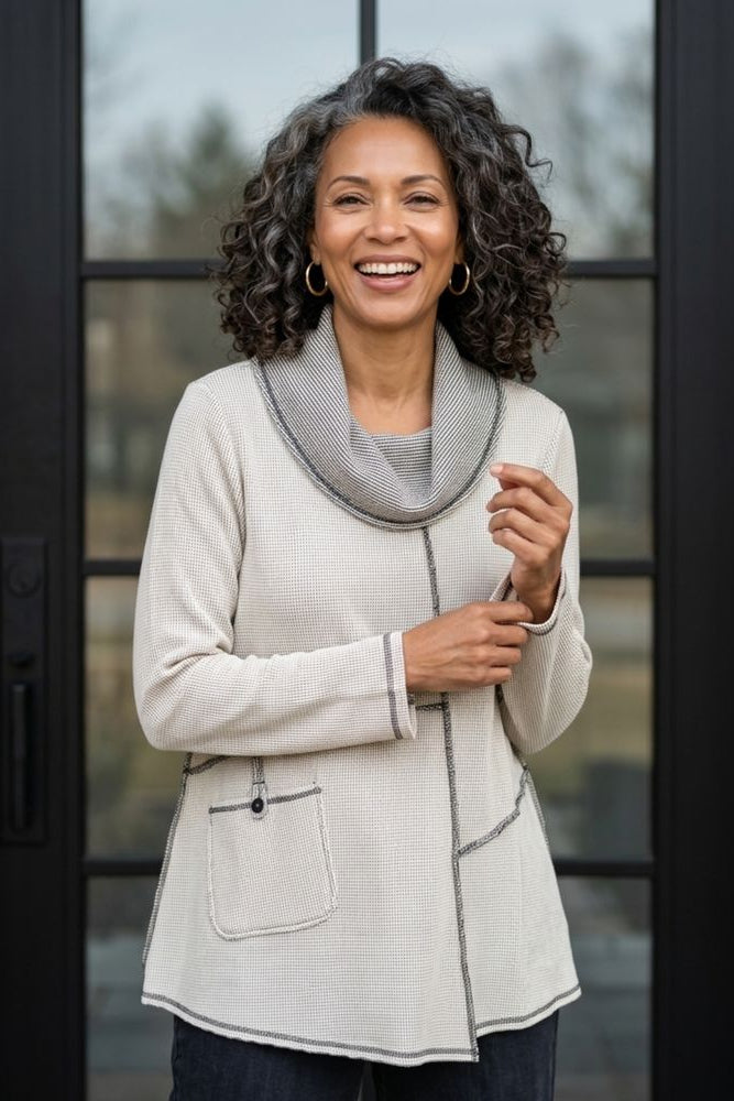 Opposites Attract Contrast Cowl Tunic