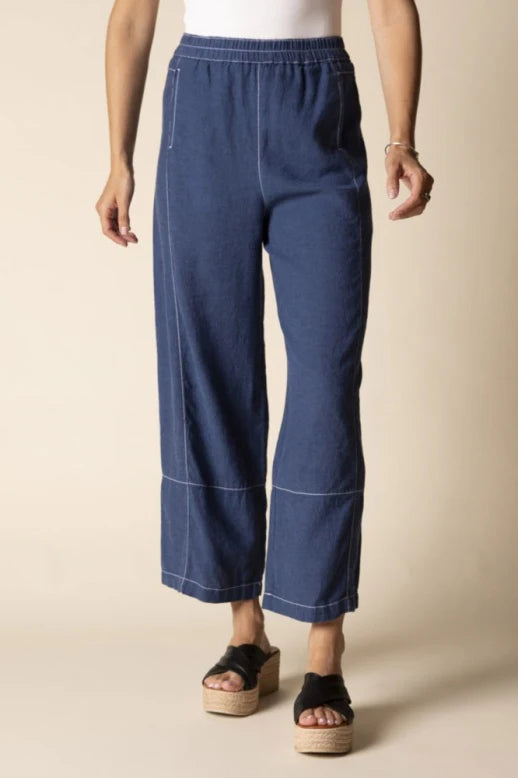 Linen Solid Seamed Crop Pant