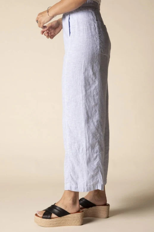 Linen Solid Seamed Crop Pant