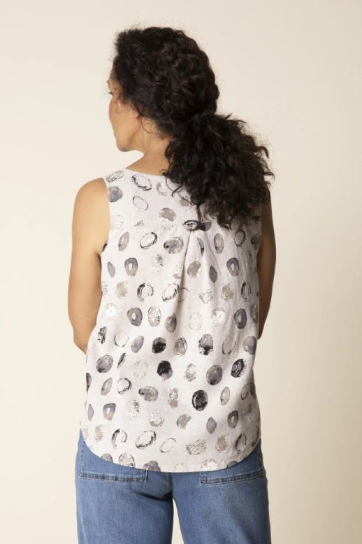 Linen Dot Pleat Back Tank
