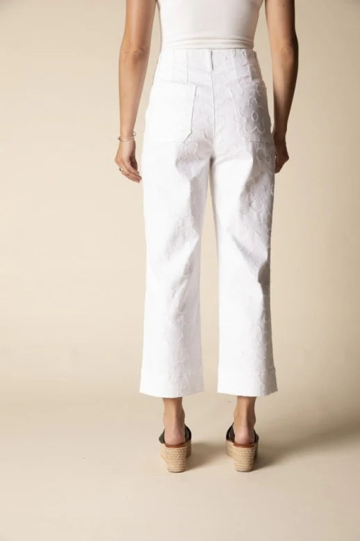 Etched Flower Crop Jean
