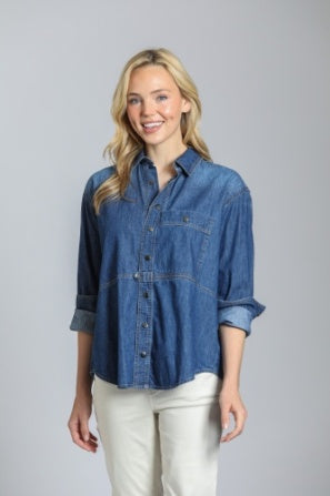 Denim for Days Snap Front Blouse