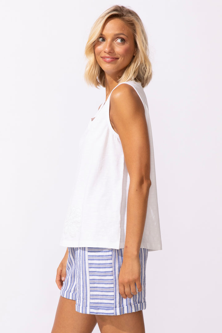 Embroidered Applique V Tank