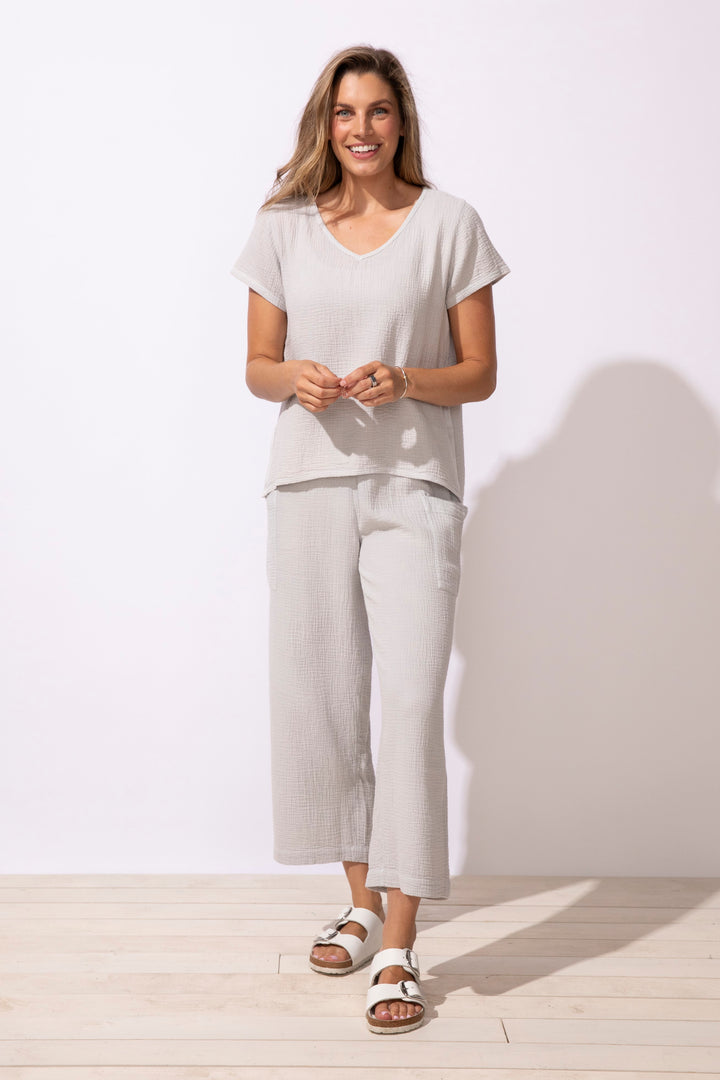 Sunkiss Cotton Gauze V-Neck Top
