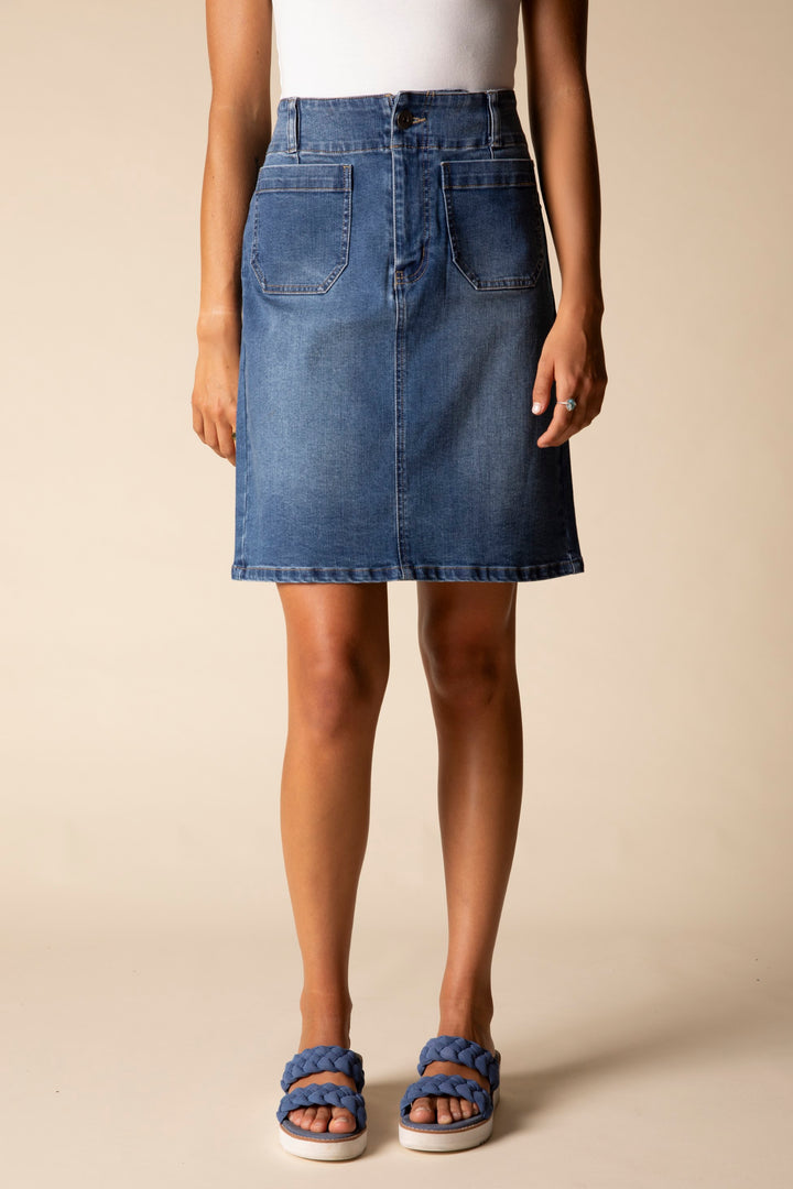 Stretch Denim Straight Skirt