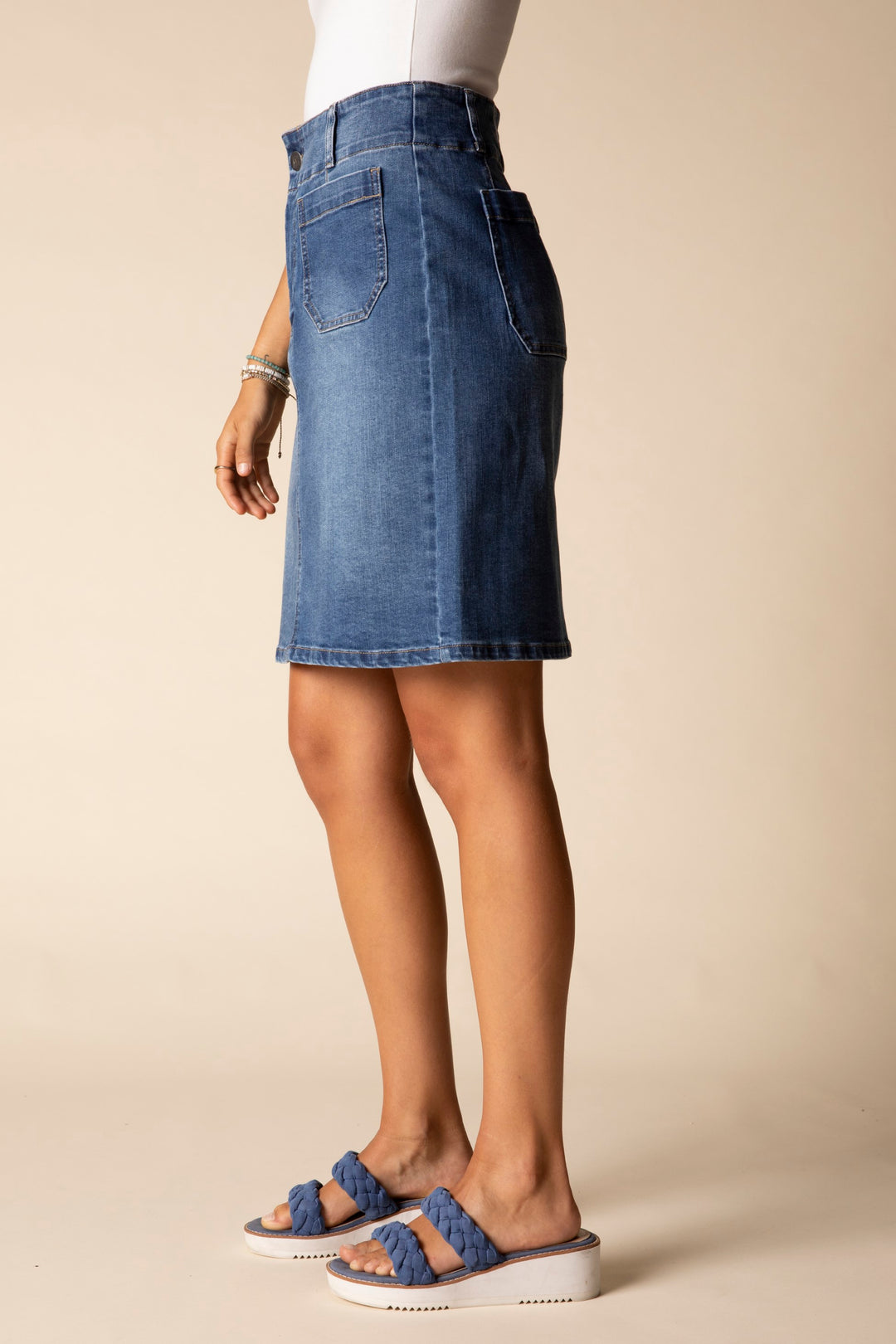 Stretch Denim Straight Skirt