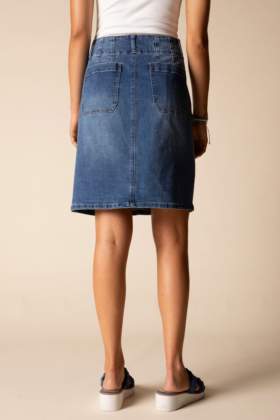 Stretch Denim Straight Skirt
